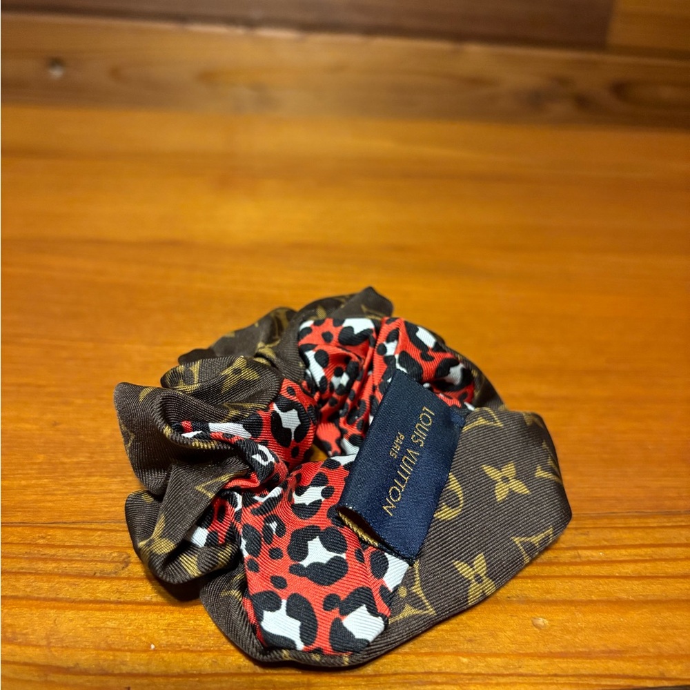 Louis Vuitton Brown and Red Patterned Silk Accessory